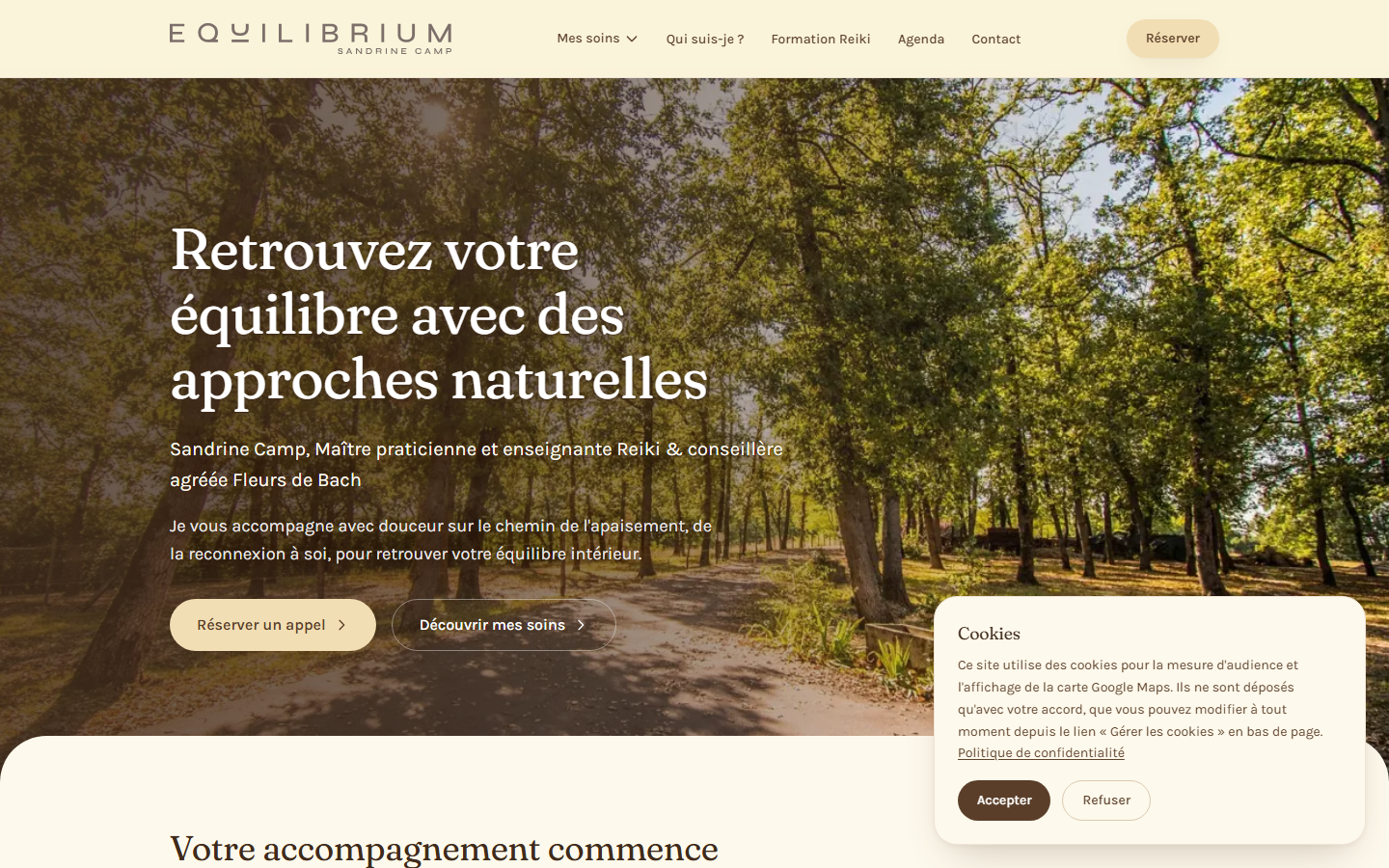 Capture du site officiel de Equilibrium - Camp