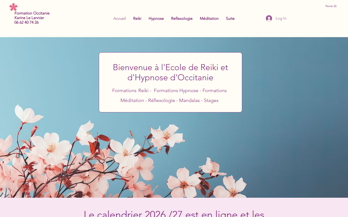 Capture du site officiel de Reiki et Hypnose d'Occitanie - Karine Le Lannier