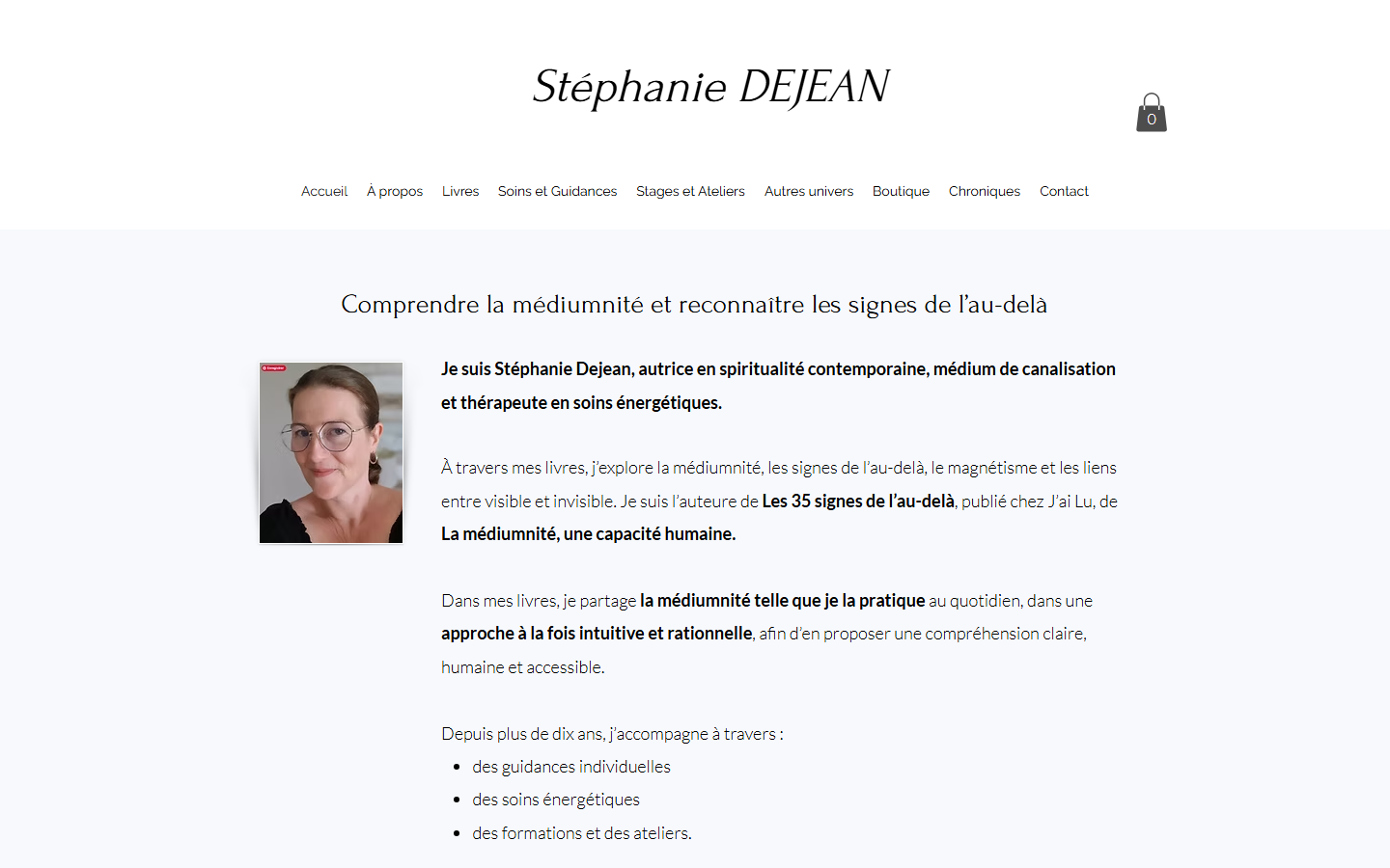 Capture du site officiel de Stéphanie Dejean – Soins Énergétiques, Guidance et Formation à Muret