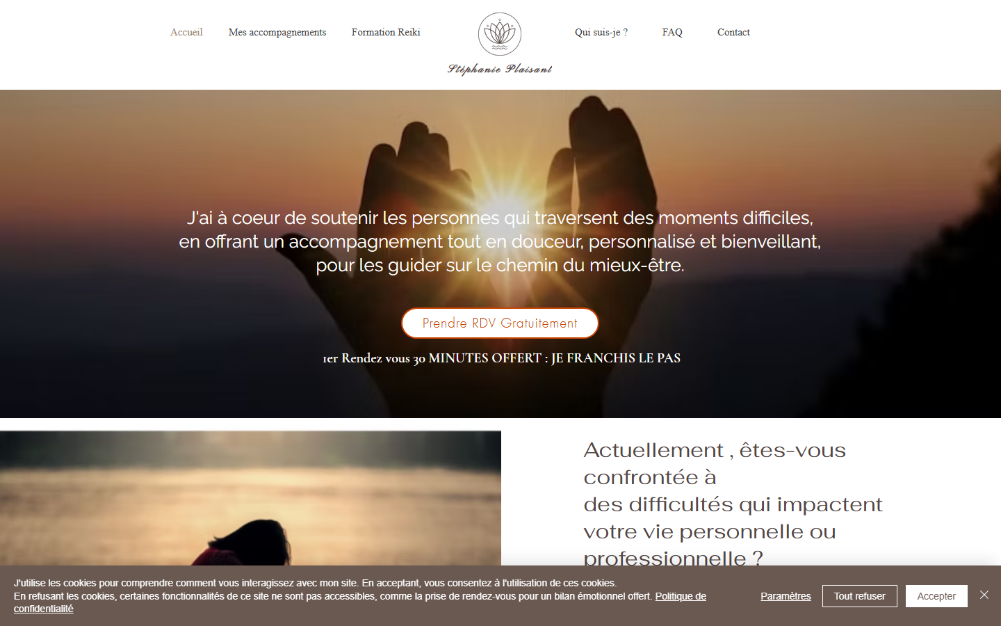 Capture du site officiel de Stéphanie Plaisant - Praticienne et enseignante Reiki